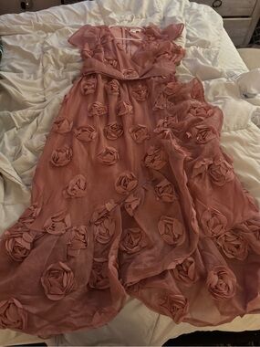 Just me Pink Floral Appliqué Chiffon Dress L